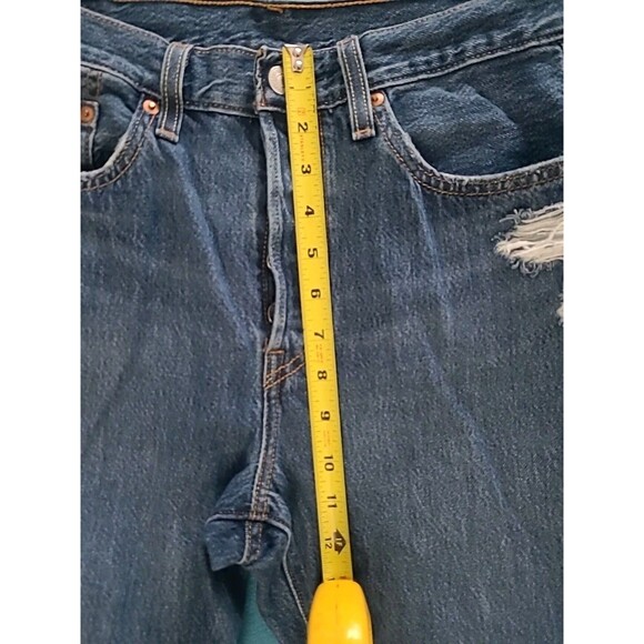 Levis Premium Womens 501 S Skinny Button Fly Jeans Distressed Big E Modern 28x30 - Picture 5 of 16